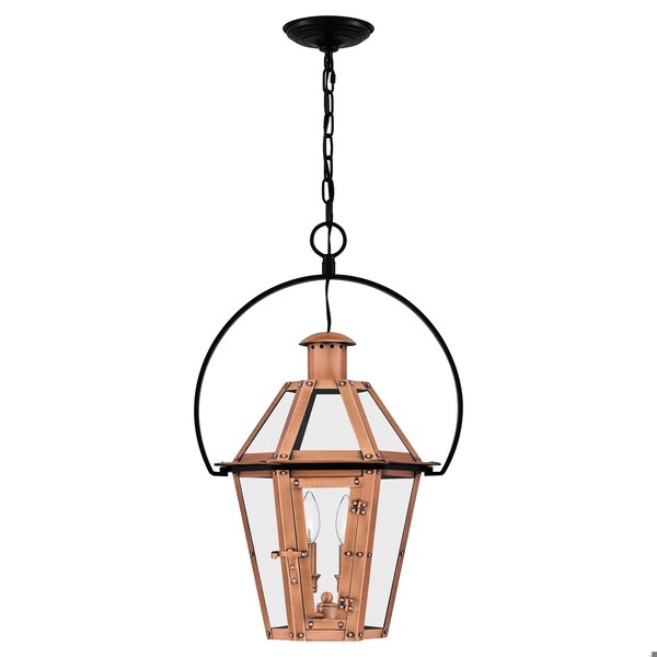 Quoizel Burdett 2-Light Aged Copper Outdoor Hanging Lantern BURD1916AC - main